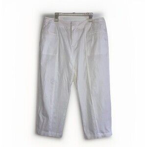 COLDWATER CREEK NAUTRAL FIT Ivory White Cotton Stretch Cropped Capri Chino Pants